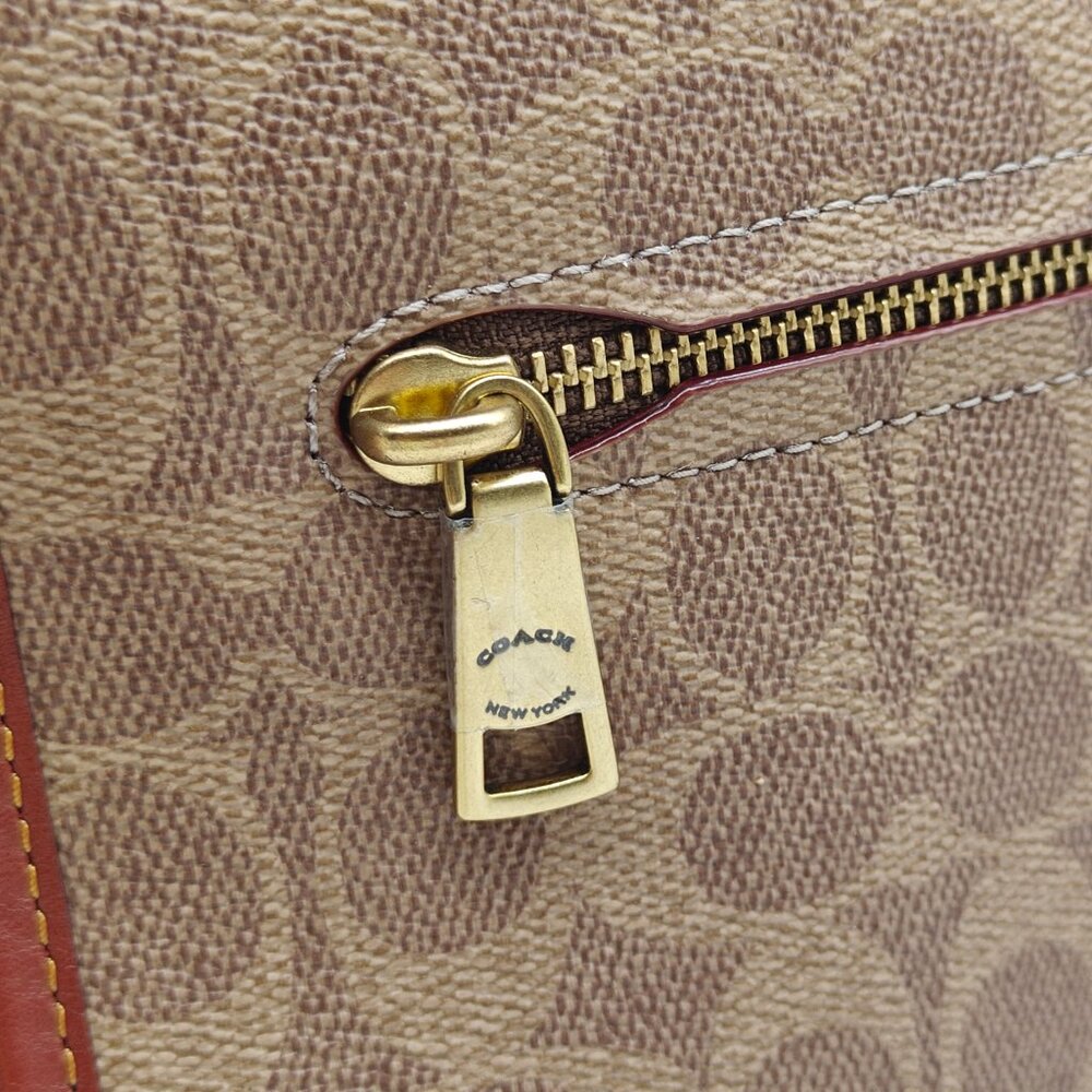 COACH Chaise logo coated canvas women's large crossbody bag purse - Rust/Brown - Picture 9 of 16
